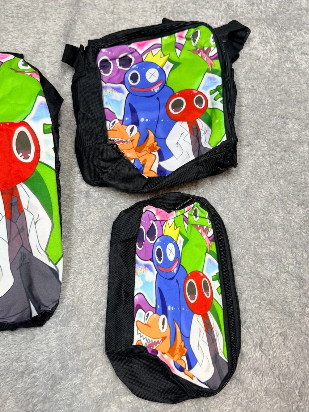 Rainbow Friends Cartoon Character Kids Backpack Set in Multicolor